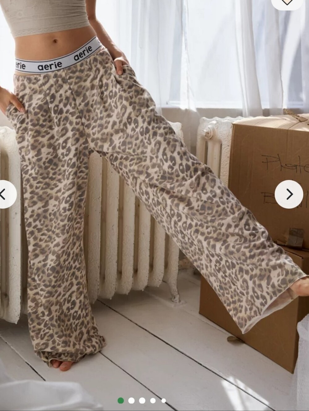 Aerie Wide Leg Street Trousers- Leopard - Picture 4 of 7